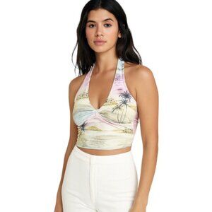 Wildfox Medium Gia Hotel Cali Cropped Racerback Athletic Tank in Hotel H…